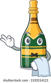 Waiter champagne bottle in the character fridge