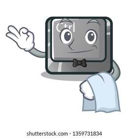Waiter character ctrl button attached on computer