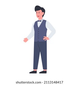 Waiter character Illustrations, editable vector 