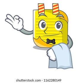Waiter checked note paper mascot