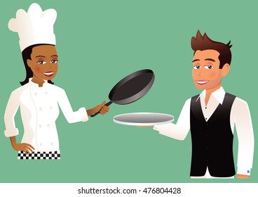 Waiter and chef.