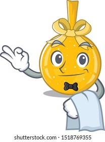 Waiter christmas ball gold on a character