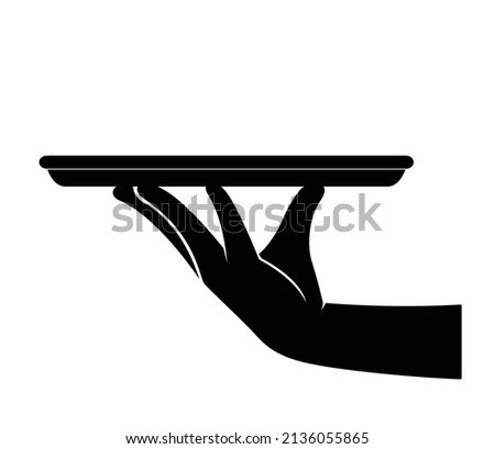 Waiter with cloche. Food serving vector illustration EPS10	
