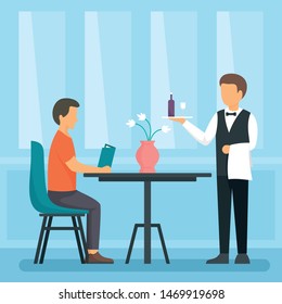 Waiter concept background. Flat illustration of waiter vector concept background for web design