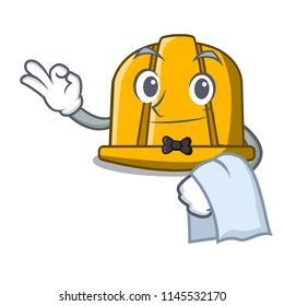 Waiter construction helmet mascot cartoon