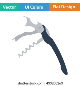 Waiter corkscrew icon. Flat design. Vector illustration.