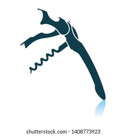 Waiter Corkscrew Icon. Shadow Reflection Design. Vector Illustration.