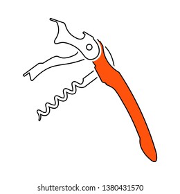 Waiter Corkscrew Icon. Thin Line With Orange Fill Design. Vector Illustration.