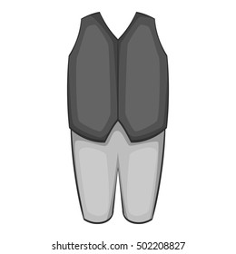 Waiter costume icon. Gray monochrome illustration of waiter costume vector icon for web