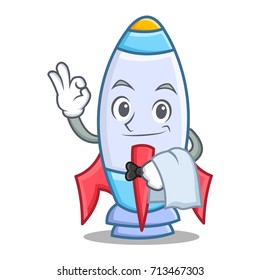 Waiter cute rocket character cartoon