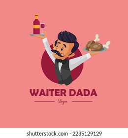 Waiter dada vector mascot logo template.