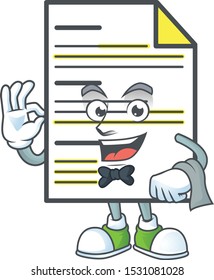 Waiter document template with cartoon character shape