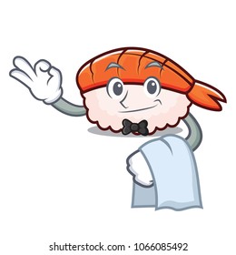 Waiter ebi sushi mascot cartoon