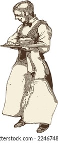
Waiter. Engraving style. Appropriate for posters, flyers, advertisements and the like.