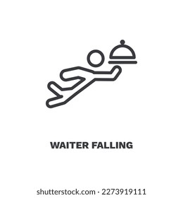 waiter falling icon. Thin line waiter falling icon from sport and game collection. Outline vector isolated on white background. Editable waiter falling symbol can be used web and mobile