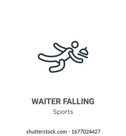 Kellner fällt Umriss Vektorillustration Symbol. Thin-line-schwarzer Kellner fällt Symbol, einfache flache Vektorillustration-Elementgrafik aus bearbeitbarem Sportkonzept einzeln auf weißem Hintergrund
