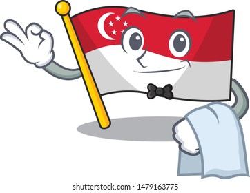 Waiter flag singapore isolated with the character