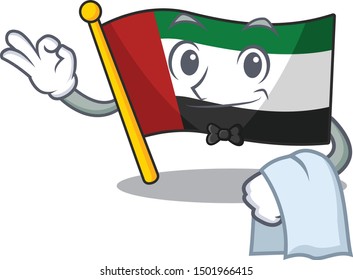 Waiter flag united arab emirates on mascot