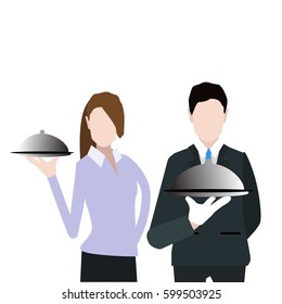 waiter in flat design