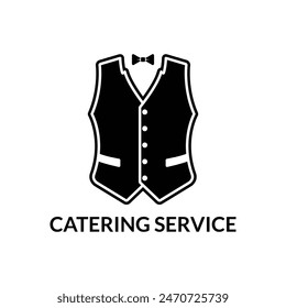 Waiter flat line icon. Vest, professional uniform sign. Thin linear logo for catering service.