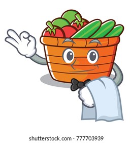 Waiter fruit basket character cartoon