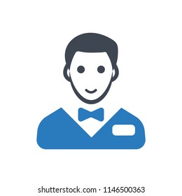 Waiter glyph icon vector blue