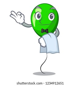 Waiter green ballon with cartoon ribbons beautiful
