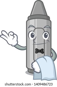 Waiter grey crayon mascot