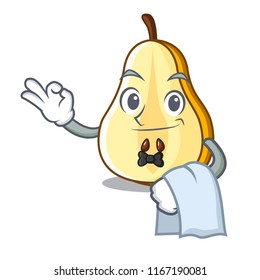 Waiter half of pear isolated on cartoon