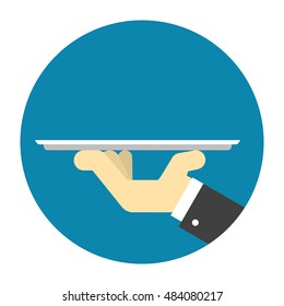 Waiter hand holding tray