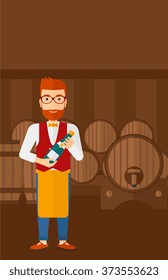 Waiter holding bottle of wine.
