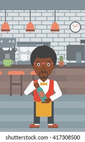 Waiter holding bottle of wine.
