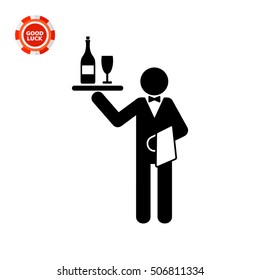 Waiter Holding Tray Wine Icon Stock Vector (Royalty Free) 533794513