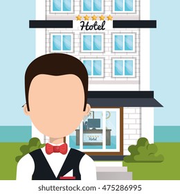 waiter hotel service isolated vector illustration design
