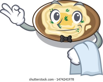 Waiter hummus on the a cartoon plate