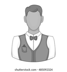 Waiter icon in black monochrome style isolated on white background. Job symbol vector illustration