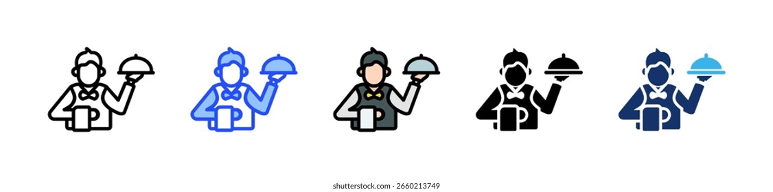 Coleção De Ícones Do Waiter Com Vários Estilos