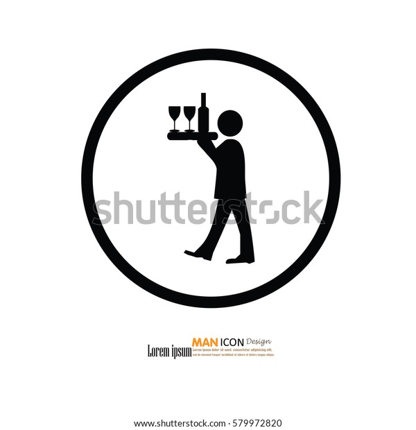 Waiter Icon Drink Tray Iconvector Illustration Stock Vector (Royalty