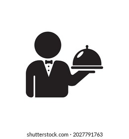Waiter icon in glyph style and black color isolated on white background