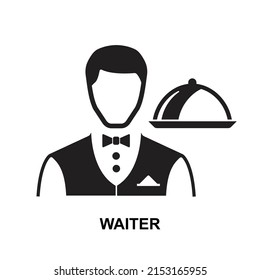 Waiter icon isolated on white background vector illustration. 