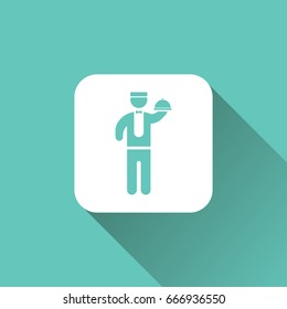 waiter icon with long shadow