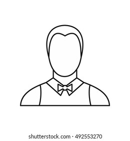 Waiter icon in outline style isolated on white background. Job symbol vector illustration