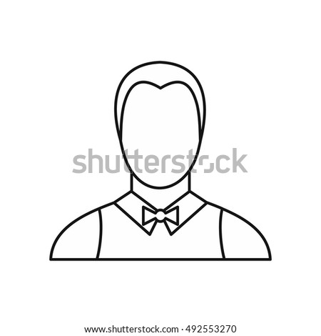 Waiter icon in outline style isolated on white background. Job symbol vector illustration