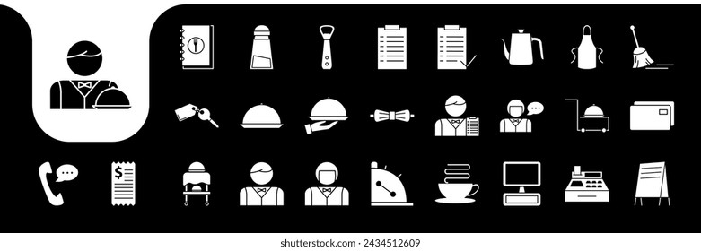 waiter icon set collection design vector