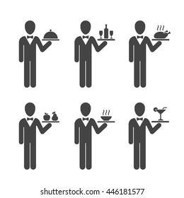 waiter icon set on the white background