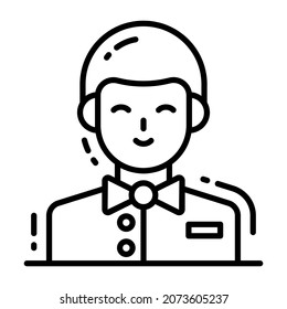 waiter icon, single avatar vector illustration