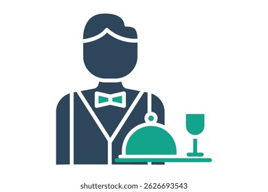 Waiter icon. solid icon style. catering elements vector illustration