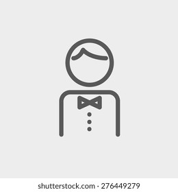 Waiter icon thin line for web and mobile, modern minimalistic flat design. Vector dark grey icon on light grey background.