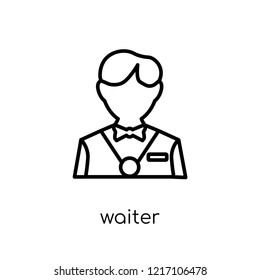 Waiter icon. Trendy modern flat linear vector Waiter icon on white background from thin line Professions collection, editable outline stroke vector illustration