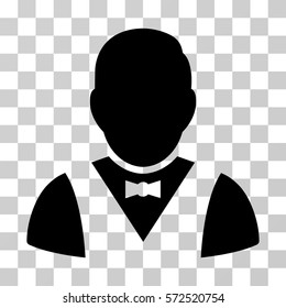 Waiter icon. Vector illustration style is flat iconic symbol, black color, transparent background. Designed for web and software interfaces.